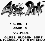 Atomic Punk title screen for GameBoy